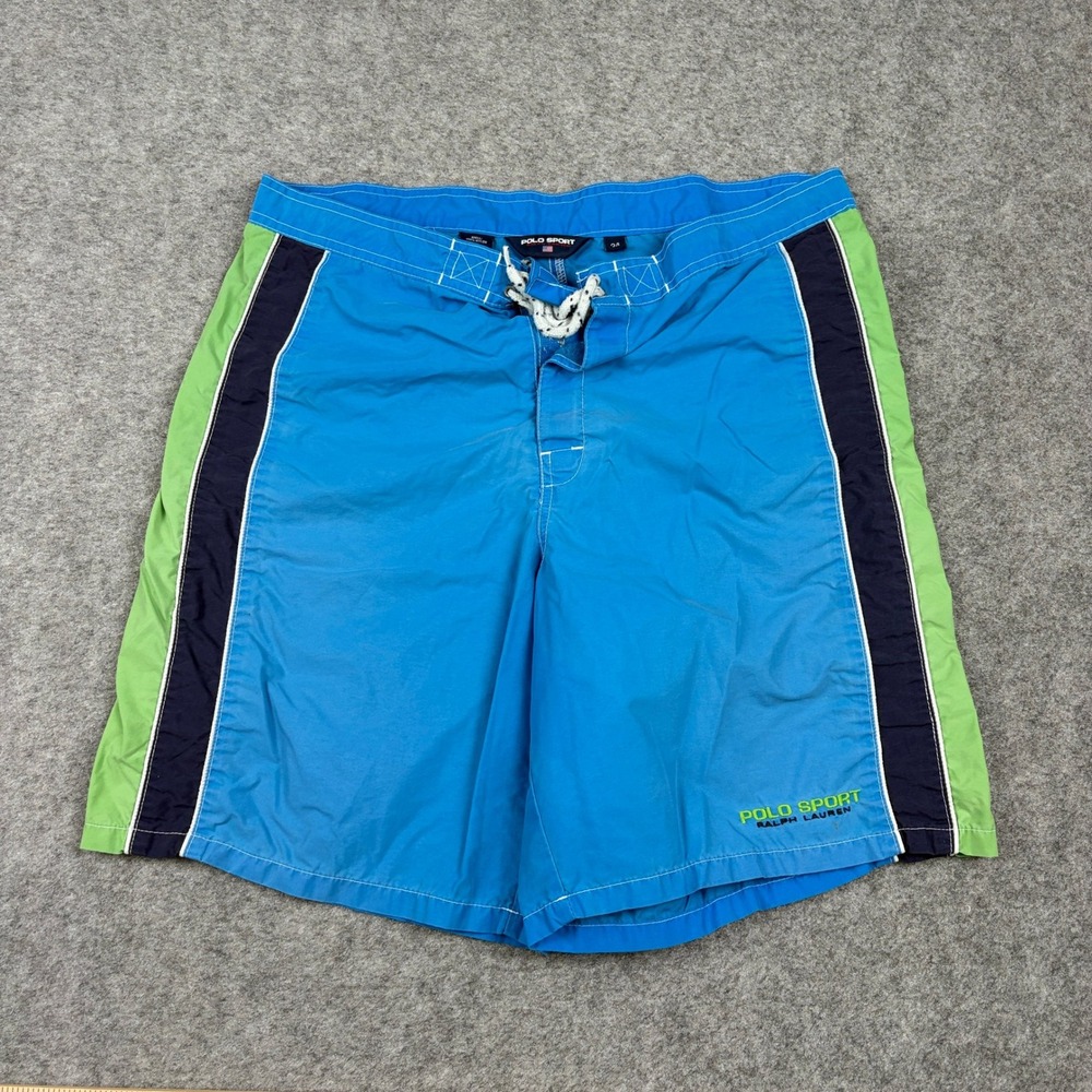 Polo Sport Swim Trunks Mens 34 Blue Vintage Ralph Lauren Colorblock Board Shorts